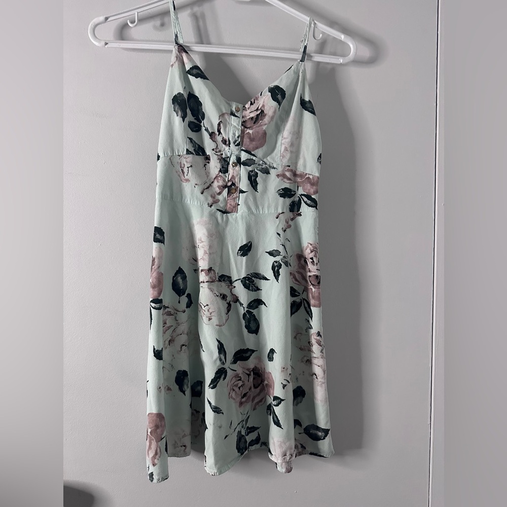 Dynamite Floral Midi Dress - Mint and Pink